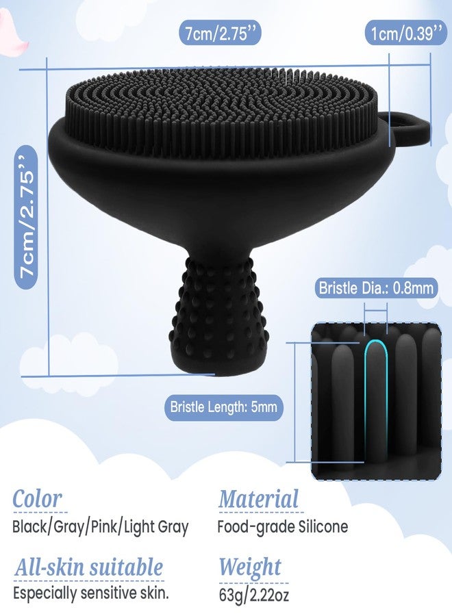 GEENOA Silicone Face & Body Scrubber Set, Exfoliating Body Scrubber Face Scrubber with Dense Bristles & Non-Slip Handle, Gentle Silicone Loofah Face Brush for Good Lathering and Deep Cleansing(Black) - Image 4